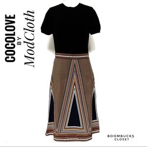 Mod Cloth Coco Love Geometrical Retro Printed Skirt